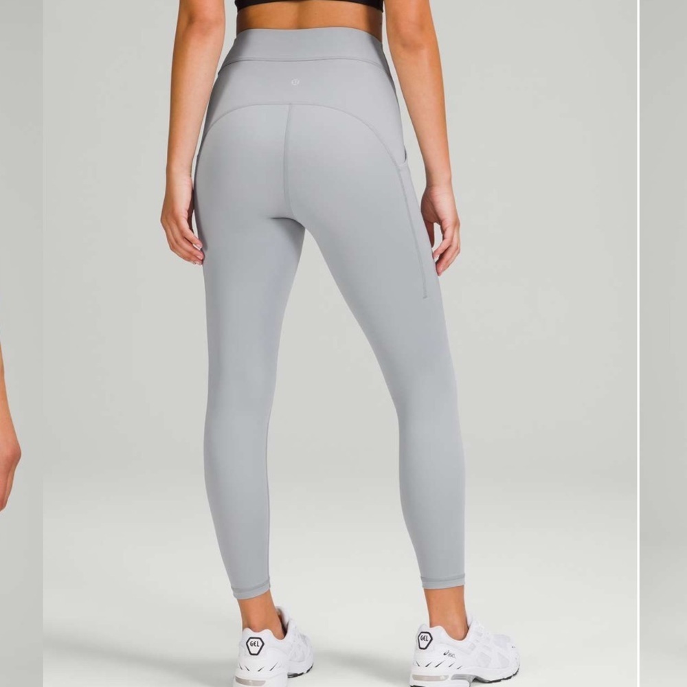 Lululemon Power Thru High Rise Tight 25” Rhino Grey Size 12 Pockets - Picture 2 of 5
